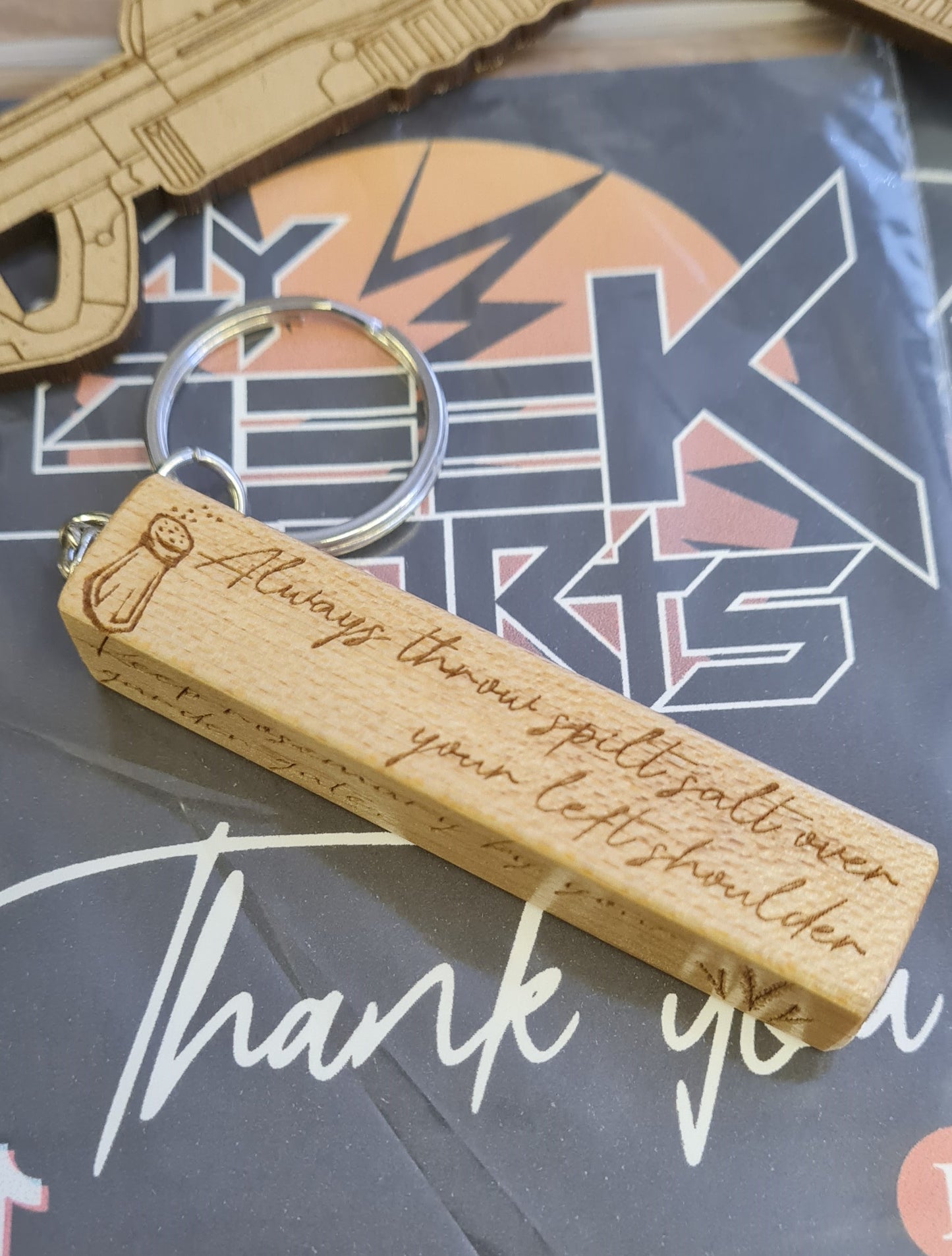 Practical Magic inspired Wooden Keyring.