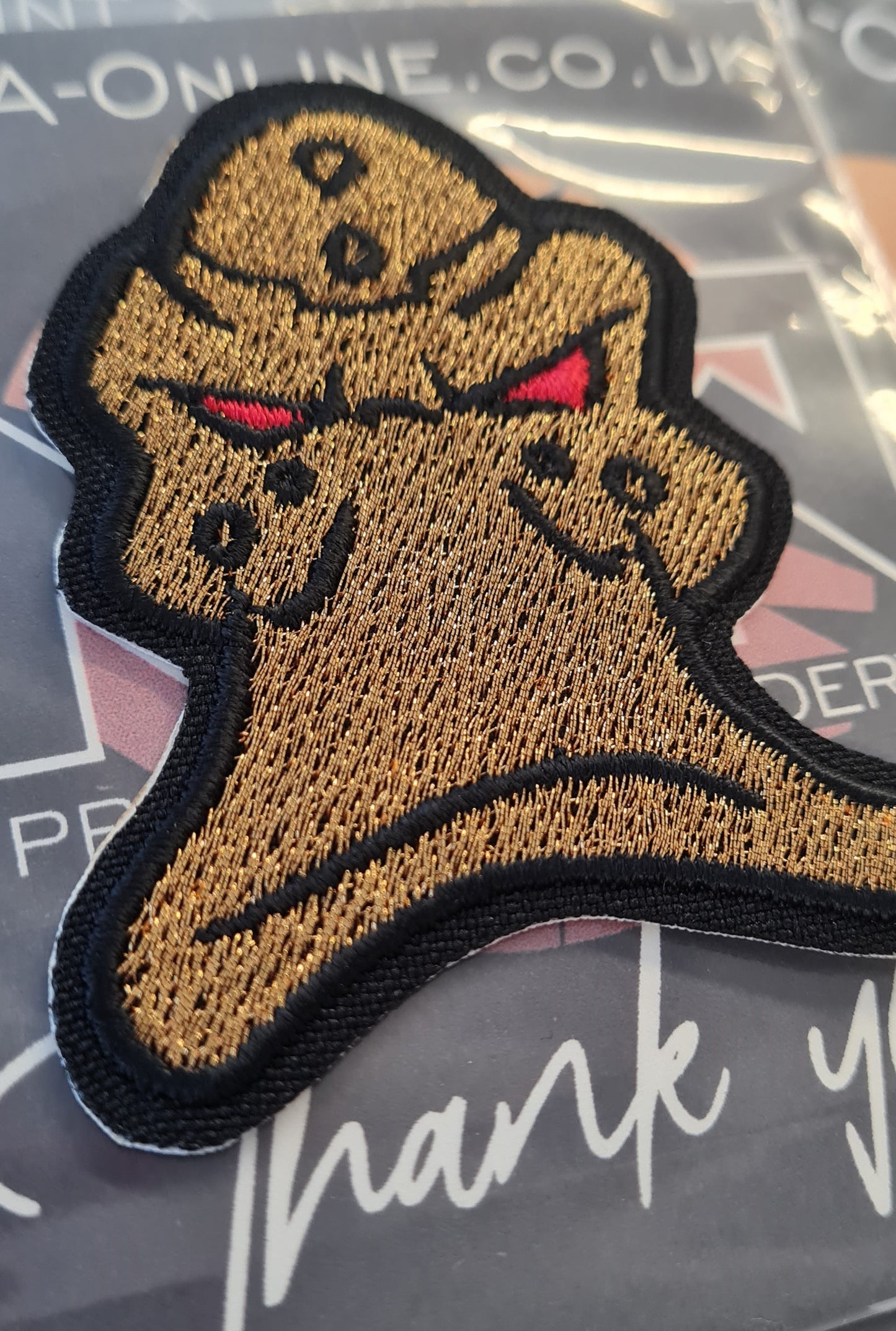 Mighty Ducks Embroidered Patch – Gold Goalie Mask Iron-On Patch