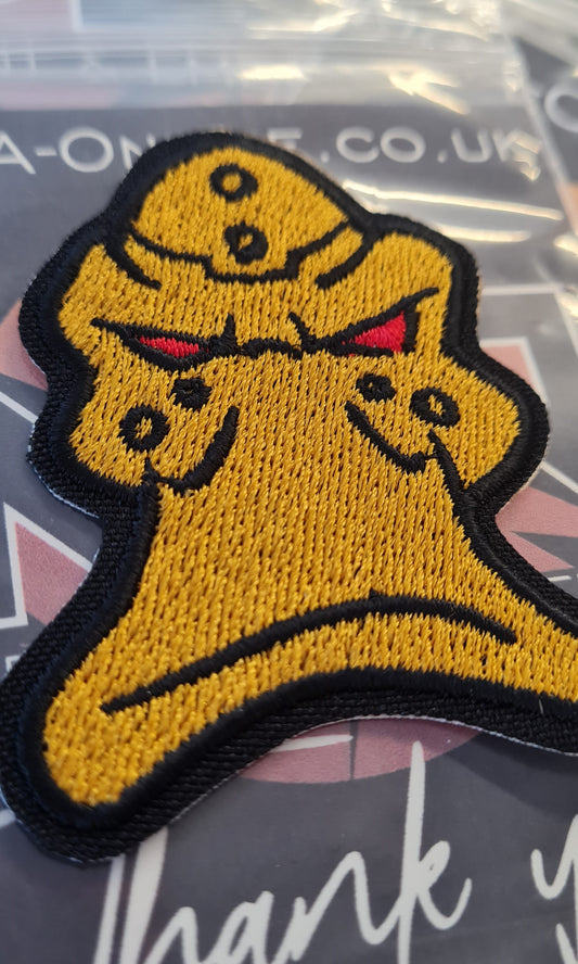 Mighty Ducks Embroidered Patch – Gold Goalie Mask Iron-On Patch