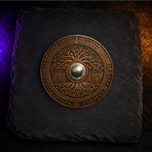 Norse Viking Shield Sublimated Coasters – Wooden Effect Warrior Designs
