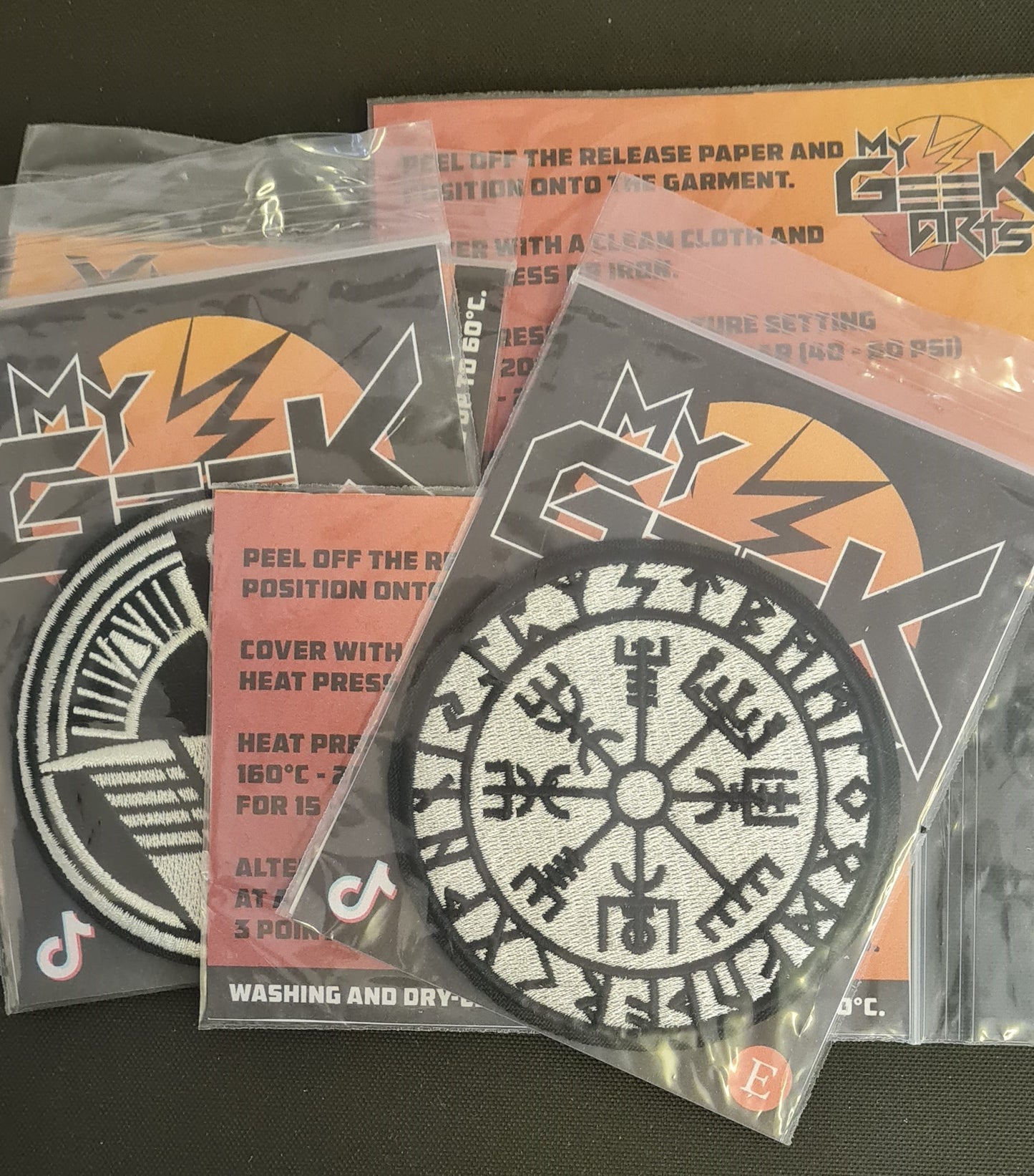Norse inspired embroidery patch, Vegvisir patch, Custom embroidery patches. Heat seal patches.