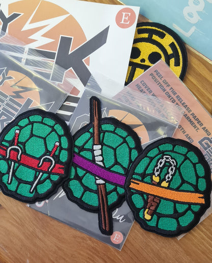 Retro Ninja Turtle Shell Style Patch Set – Heat Press Ready