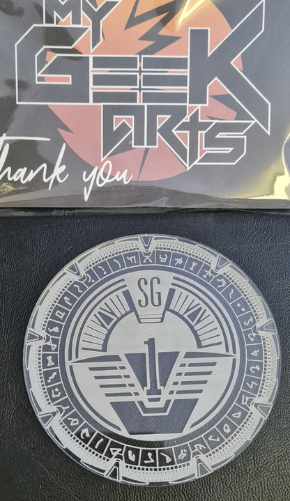 Stargate Inspired Coaster. Laser Engraved and Cut Coaster Set. Sg1 Inspired Set