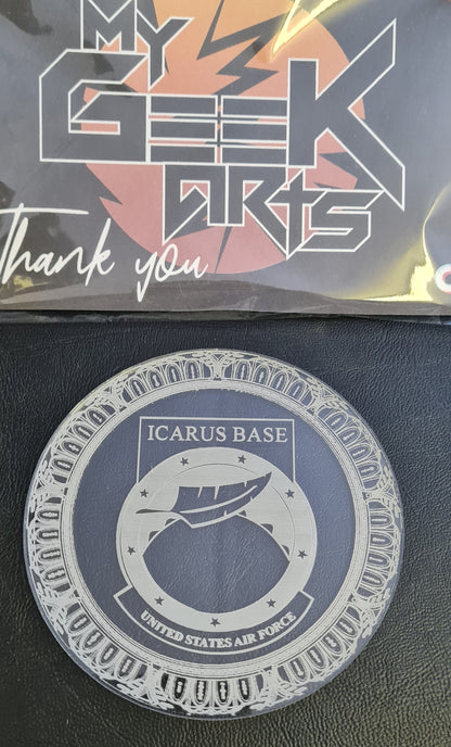 Stargate Inspired Coaster. Laser Engraved and Cut Coaster Set. Sg1 Inspired Set