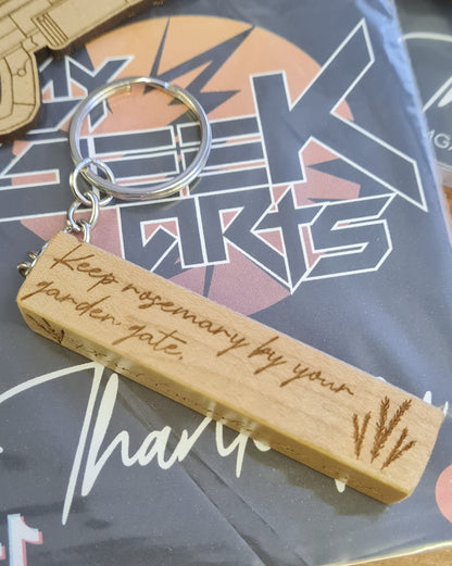 Practical Magic inspired Wooden Keyring.