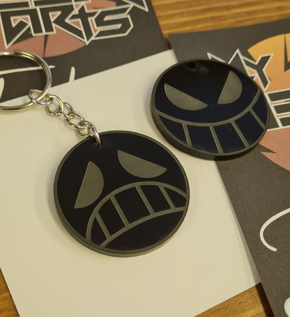 One Piece Inspired Keyrings. Ace Smiley keyrings. Straw Hat Keyring. Anime Inspired Keyring.