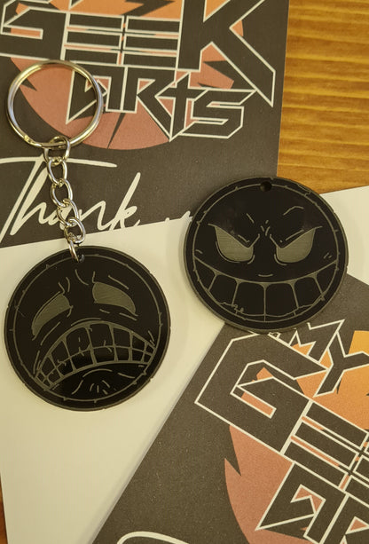 One Piece Inspired Keyrings. Ace Smiley keyrings. Straw Hat Keyring. Anime Inspired Keyring.