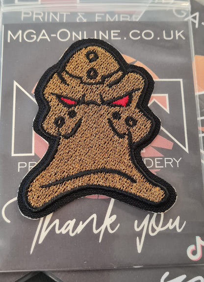 Mighty Ducks Embroidered Patch – Gold Goalie Mask Iron-On Patch