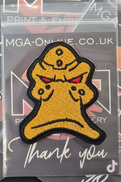 Mighty Ducks Embroidered Patch – Gold Goalie Mask Iron-On Patch