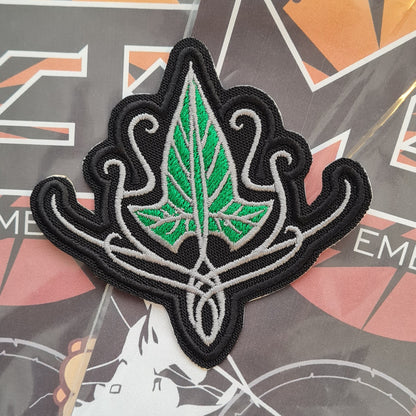 Leaf of Lórien Embroidery Patch – Iron-On Heat Seal | Lord of the Rings Elven Crest with Detailed Stitching