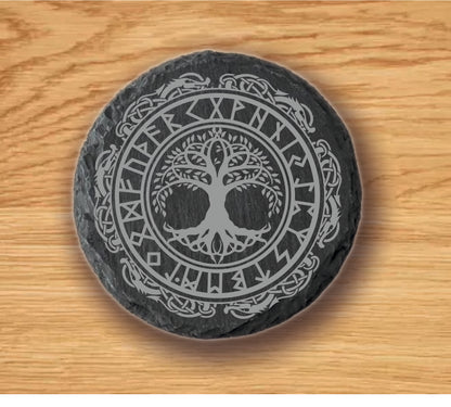 Premium Slate Norse Coasters, Slate Viking Coaster.