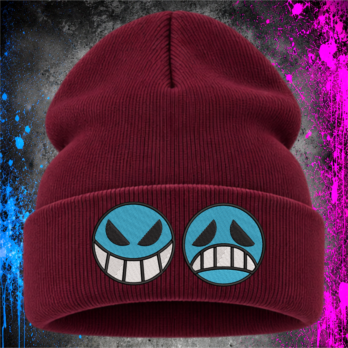 Fire Fist Faces – Embroidered Cuffed Beanie