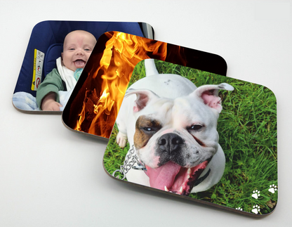 Personalised Wooden Coaster Set – Custom Sublimated Coasters (Pack of 4) | Add Your Own Design