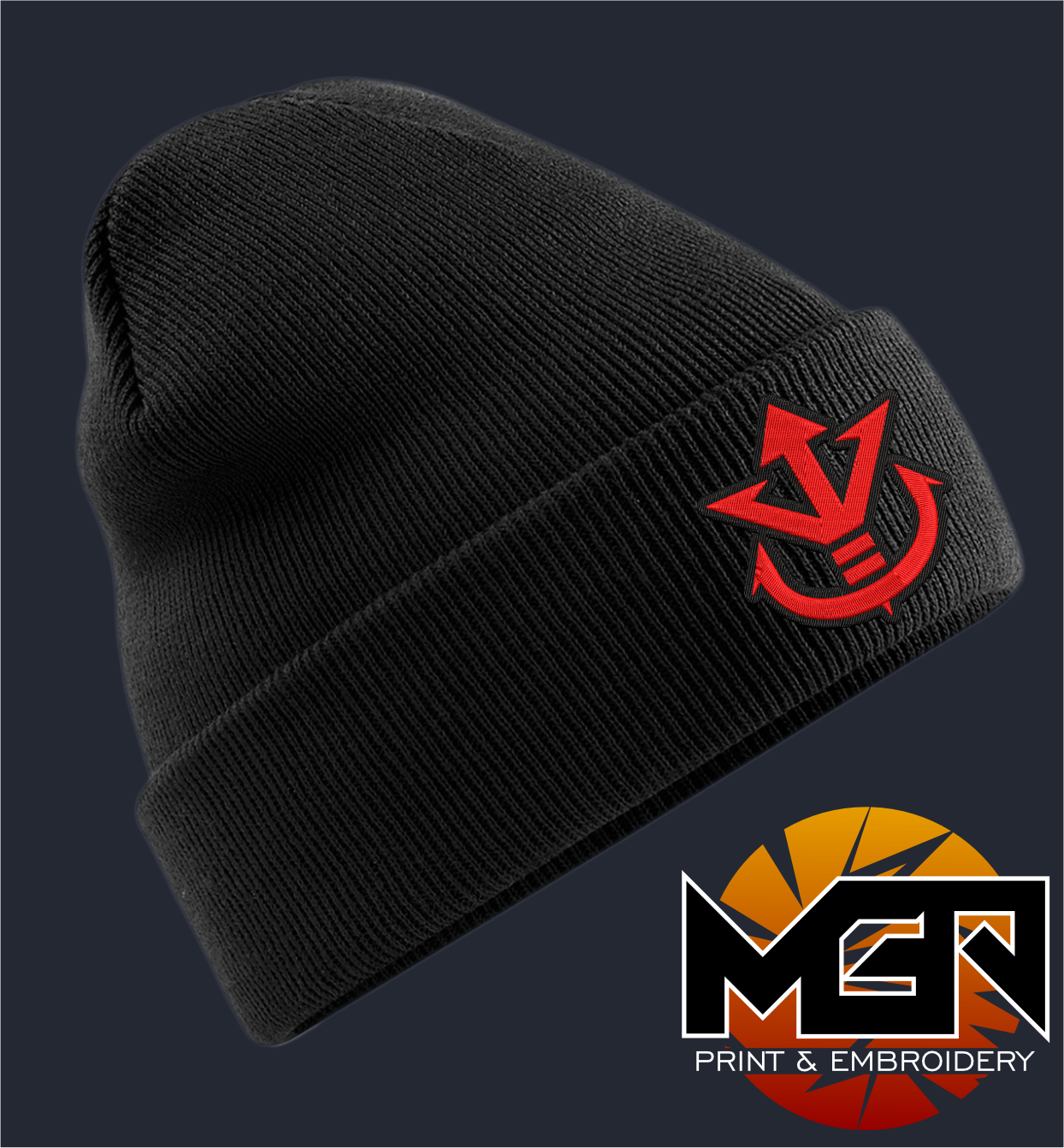 Saiyan Royalty Embroidered Beanie – King & Prince Vegeta's Crest