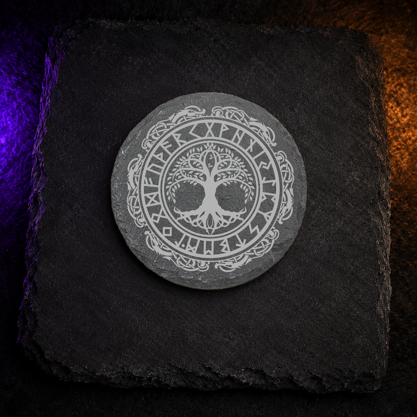 Premium Slate Norse Coasters, Slate Viking Coaster.