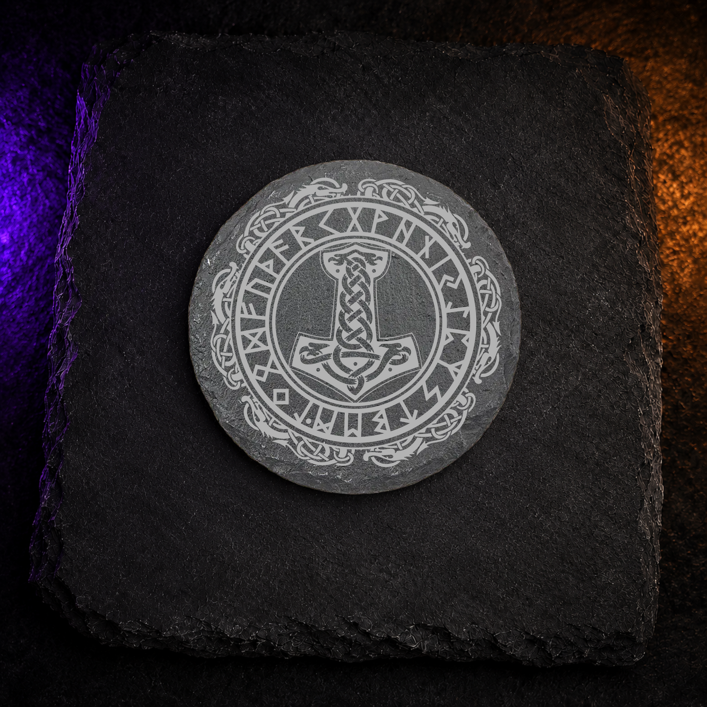 Premium Slate Norse Coasters, Slate Viking Coaster.