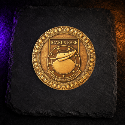 Stargate-Inspired Coaster Set (4) – SG-1, Atlantis, Icarus Base & Cover Stone Designs | Bronze Cast Sublimated Wood Coasters