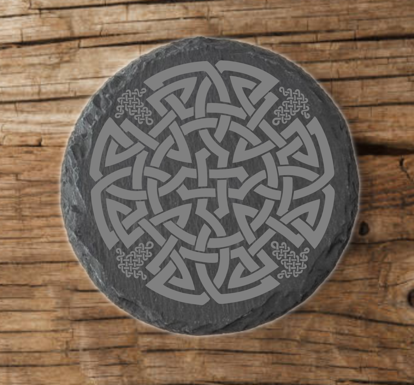 Laser engraved Celtic knot slate coaster 10cm