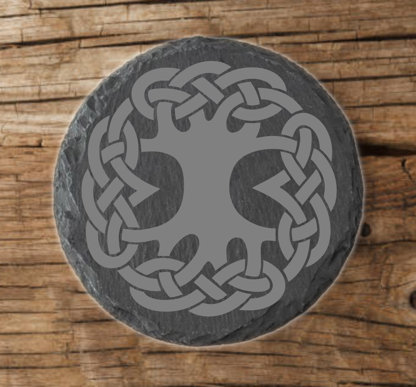 Laser engraved Celtic knot slate coaster 10cm