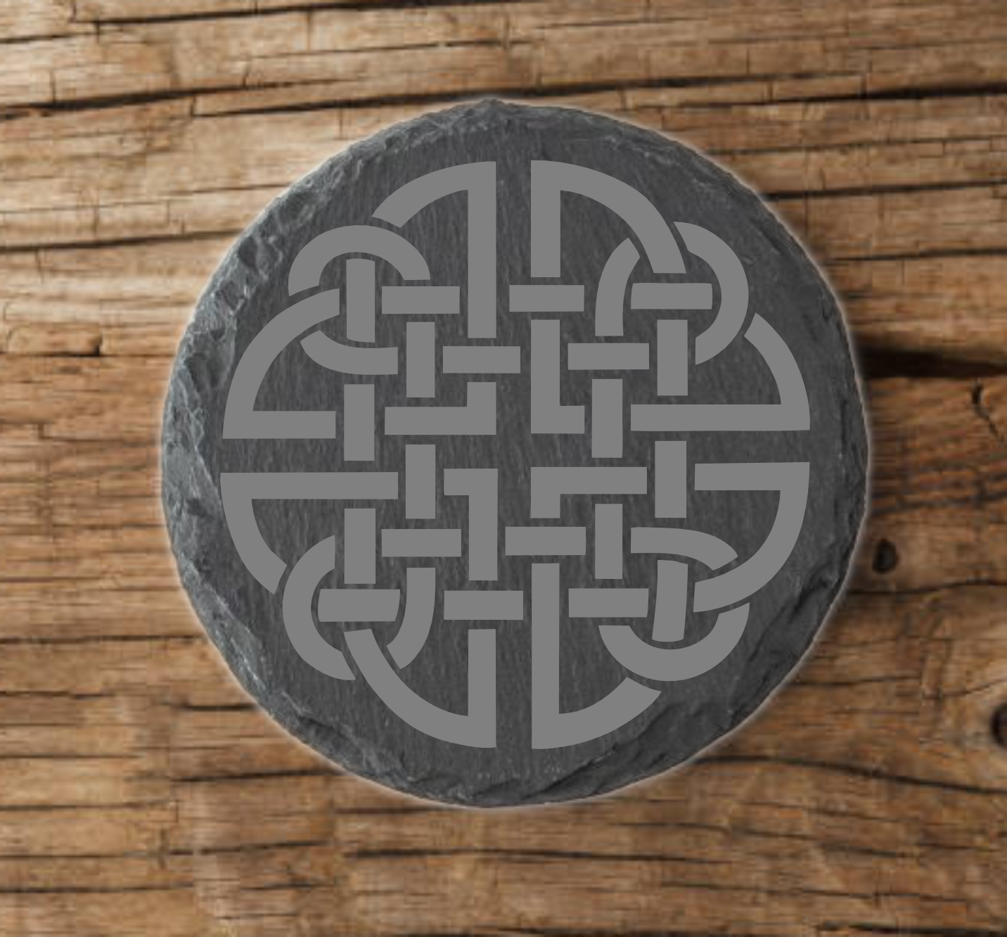 Laser engraved Celtic knot slate coaster 10cm