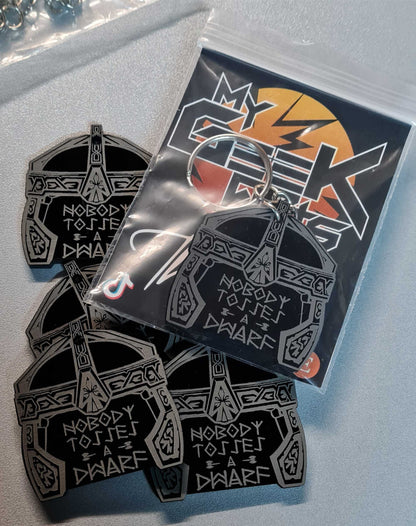 Lord of the Rings inspired Gimli Keyring - Nobody tosses a dwarf