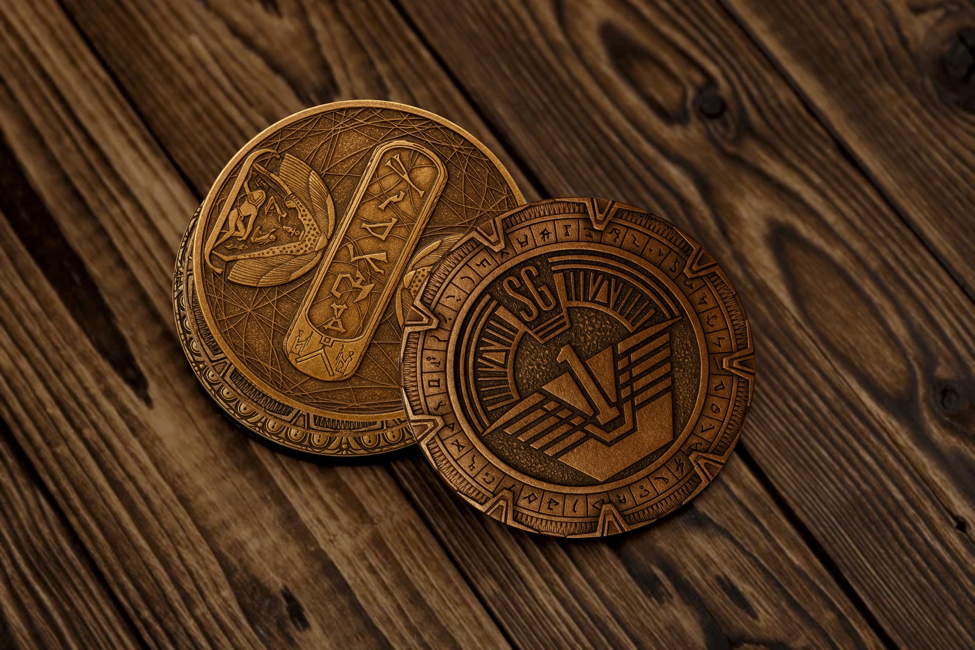 Sci-fi Stargate themed sublimated wood coasters set of four